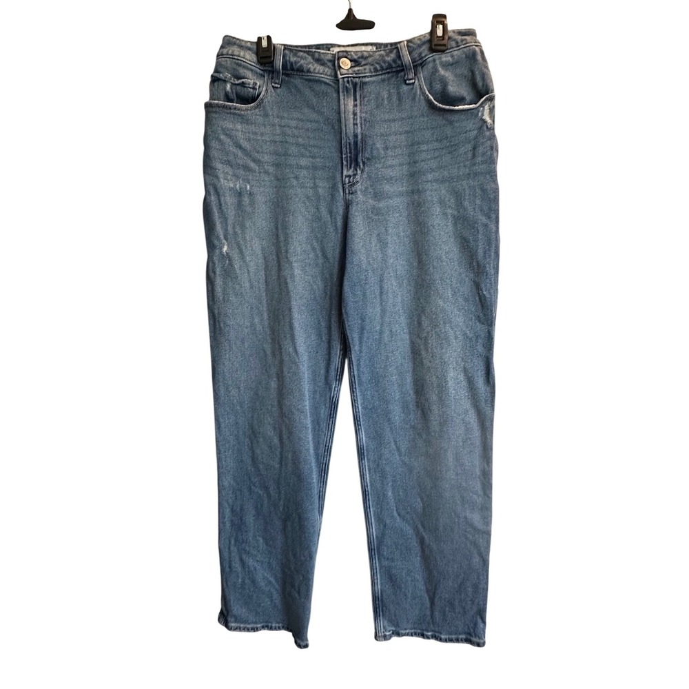 Hollister Womens High Rise Straight Leg Distressed Jeans Medium Wash Blue